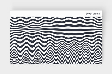 Wavy pattern with optical illusion. Black and white design. Abstract striped background. 3d vector illustration.