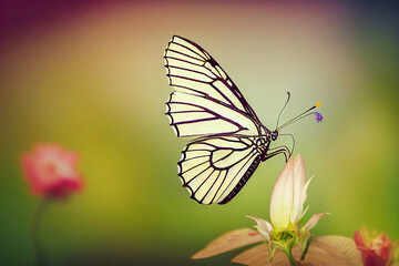 butterfly on a flower, Generative AI Art Illustration