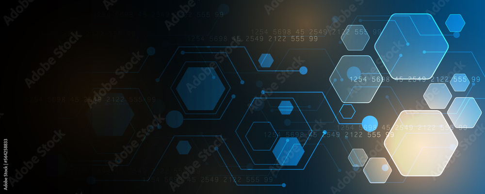 Poster hexagonal abstract background image, technology concept and future communication network