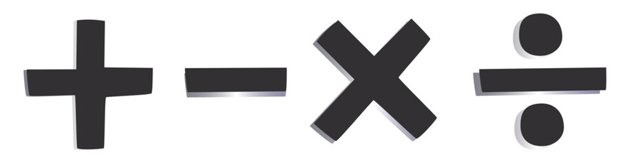 Mathematical symbols, Cross, minus, plus, division