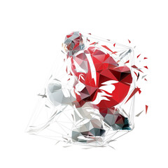 Ice hockey goalkeeper, hockey goalie, low polygonal isolated vector illustration, geometric drawing from triangles. Winter team sport athlete © michalsanca