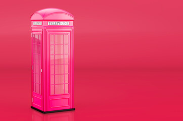 Telephone box in trending viva magenta colors, 3D rendering