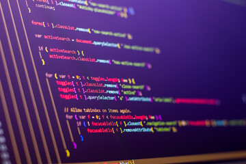 Code background. web programming with compressed Javascript code