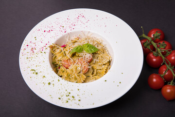delicious Italian pasta with tomatoes and cheese