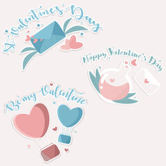 set of stickers for Valentine's Day