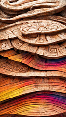 Mayan style wood Artistic colors background illustration art Generative AI Content by Midjourney