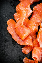 Pieces of delicious salted salmon. 