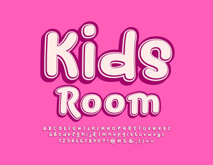 Fototapeta premium Vector cute Sign Kids Room. Creative handwritten Alphabet Letters, Numbers and Symbols. Bright Playful Font for Children. 