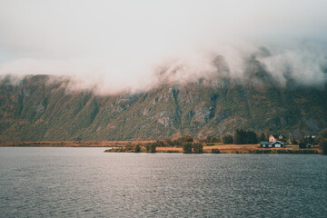 Majestic mountains in Norway during an autumn day