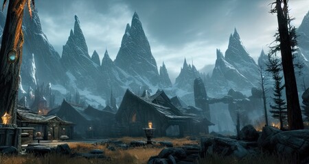 Environment in Elder Scrolls Skyrim - This Illustration is made with AI