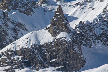With Skyway Mont Blanc high in the Alps, Italy, Aosta Valley.
Near to Mont Blanc at 3,466 metres,...