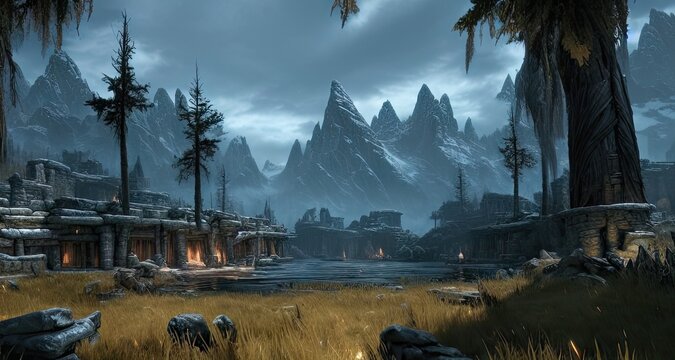 Environment In Elder Scrolls Skyrim - This Illustration Is Made With AI