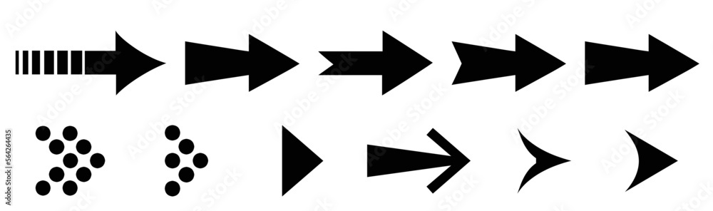Poster Set arrow icon. Collection different arrows sign. Black vector arrows – vector