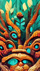 Obraz premium forest Maya ancient culture. Aztec and Inca civilization illustration art Generative AI Content by Midjourney