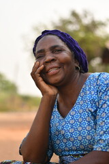 happy elderly african woman