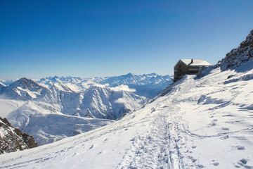 With Skyway Mont Blanc high in the Alps, Italy, Aosta Valley.
Near to Mont Blanc at 3,466 metres,...