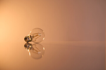 light bulb on the table with reflection