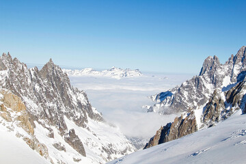 With Skyway Mont Blanc high in the Alps, Italy, Aosta Valley.
Near to Mont Blanc at 3,466 metres, Courmayeur.