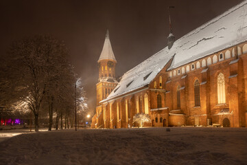 The Cathedral of Kaliningrad in the winter night