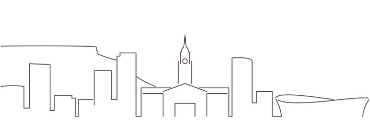 Fototapeta premium Cape Town Dark Line Simple Minimalist Skyline With White Background