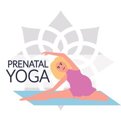 Pregnant woman doing yoga.Pregnancy health concept. Vector illustration