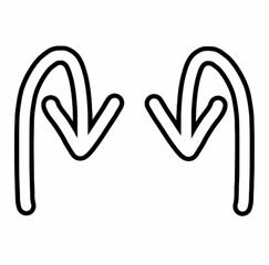 hand drawn doodle of turn around arrows icon. vector design illustration symbol. for business, presentation slide