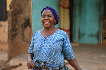 happy elderly african woman