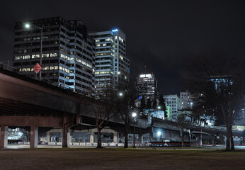 Fototapeta na wymiar night time view of Portland Oregon