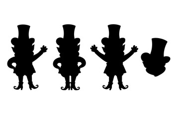 Leprechaun cartoon character set of silhouettes. Happy St. Patrick's Day. Illustration of a leprechaun