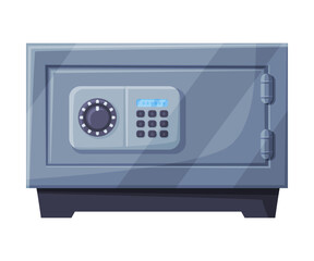 Closed Metal Safe or Strongbox for Securing Valuable Object Vector Illustration