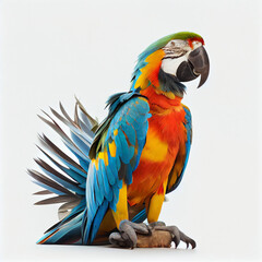 Macaw parrot on white background. generative AI