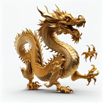 Golden dragon on a white background. generative AI