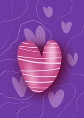 Purple  background with pink heart