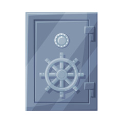 Closed Metal Safe or Strongbox for Securing Valuable Object Vector Illustration