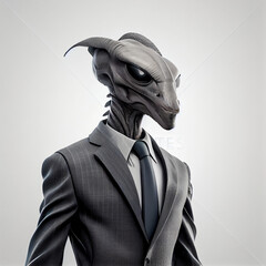 Businessman alien on white background. generative AI