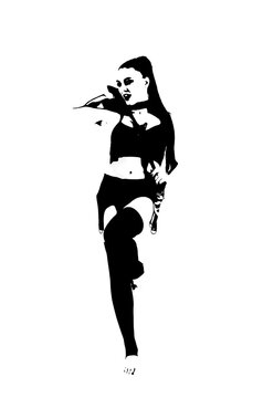 let's talk a little about BDSM.  Silhouettes of a girl with BDSM toys. Black and white image of a woman in BDSM style.