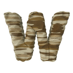3d rendering of desert camouflage of letter W	 on transparent background

