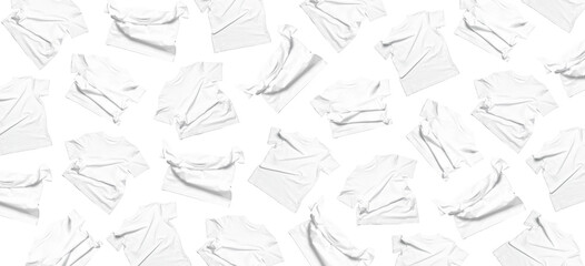 Pattern from White flying cotton T-shirt isolated on white background. With clipping path. Clean...