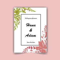 romantic watercolor botanical flower wedding invitation