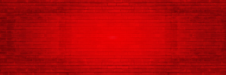 Fototapeta na wymiar Old Red brick panoramic background . Red stone wall texture in high resolution
