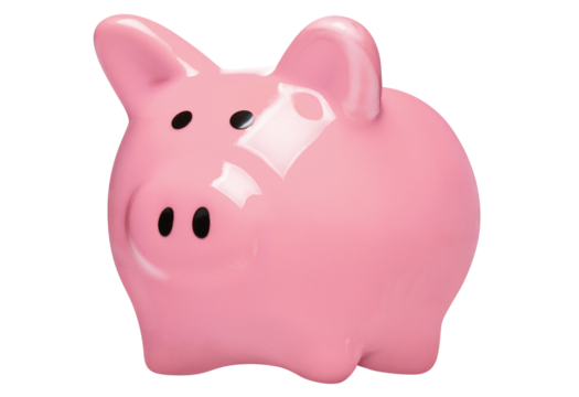 Close-up of pink piggy bank cut out