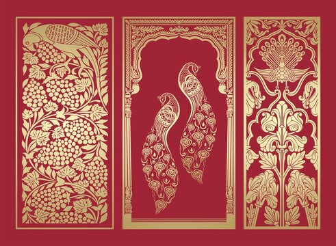 peacock motif designs, textile , Rajasthan, royal India	