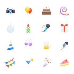 Party and Celebration Color Icons