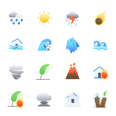 Natural Disaster Vector Illustration Color Icons