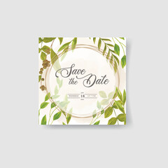 elegant watercolor leaves wedding invitation card template. watercolor vector illustration