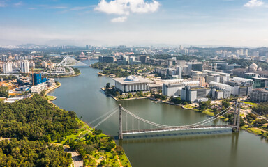 Cityscape of Putrajaya. This city functions as the administrative capital and the judicial capital of Malaysia