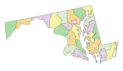 Maryland - Highly detailed editable political map.
