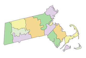 Massachusetts - Highly detailed editable political map.