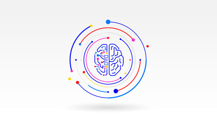 Human and Ai Brain circuit tech concept icon