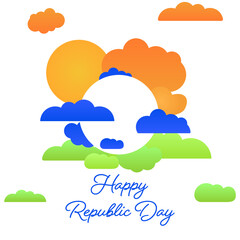 Fototapeta premium illustration of a cloud with tricolor of Indian flag. An Indian Republic Day concept illustration